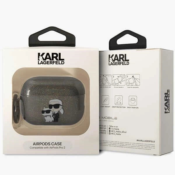 Karl Lagerfeld KLAP2HNKCTGK Airpods Pro 2 cover sort/sort Gliter Karl&Choupette