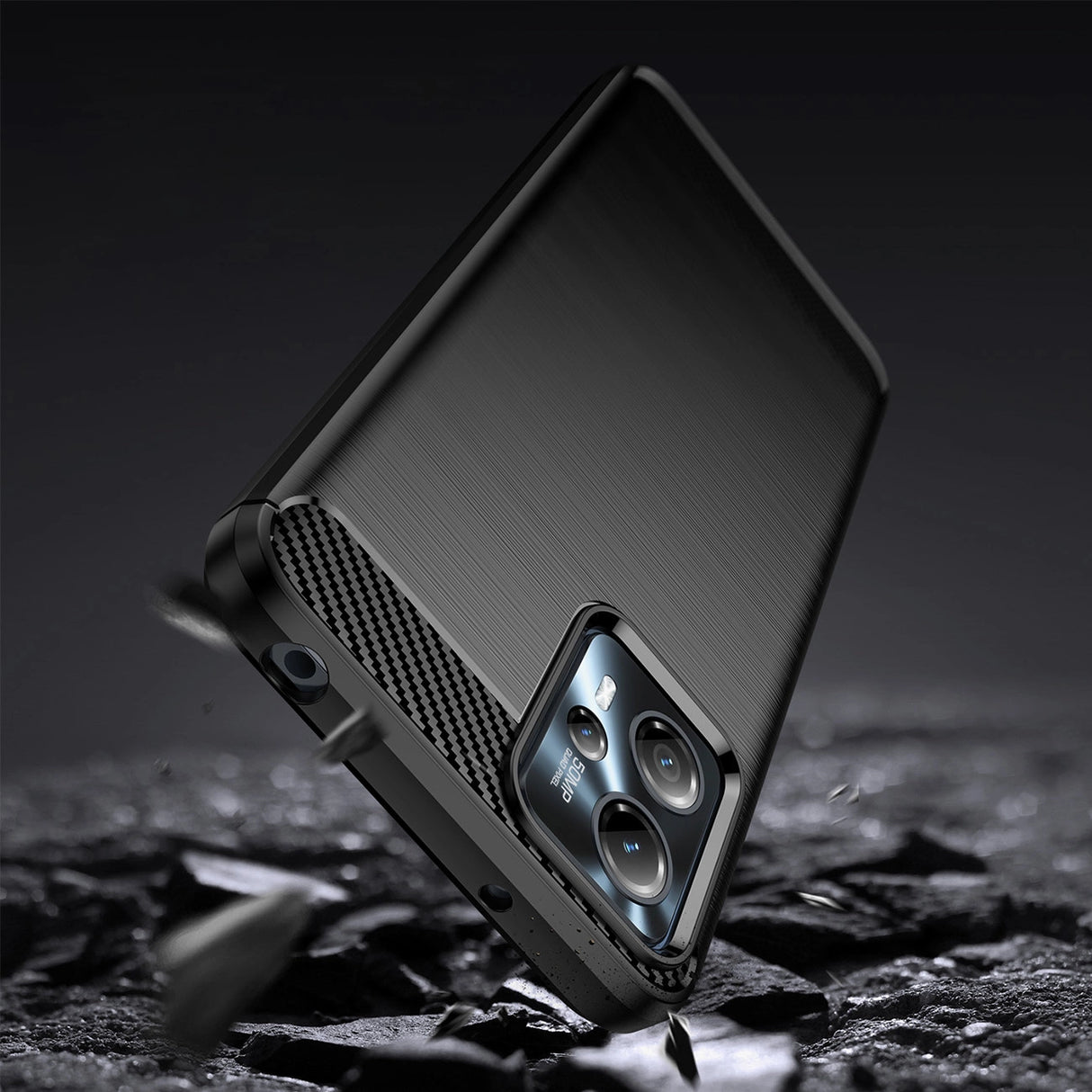 Carbon Case til Motorola Moto G13 fleksible silikone carbon cover sort