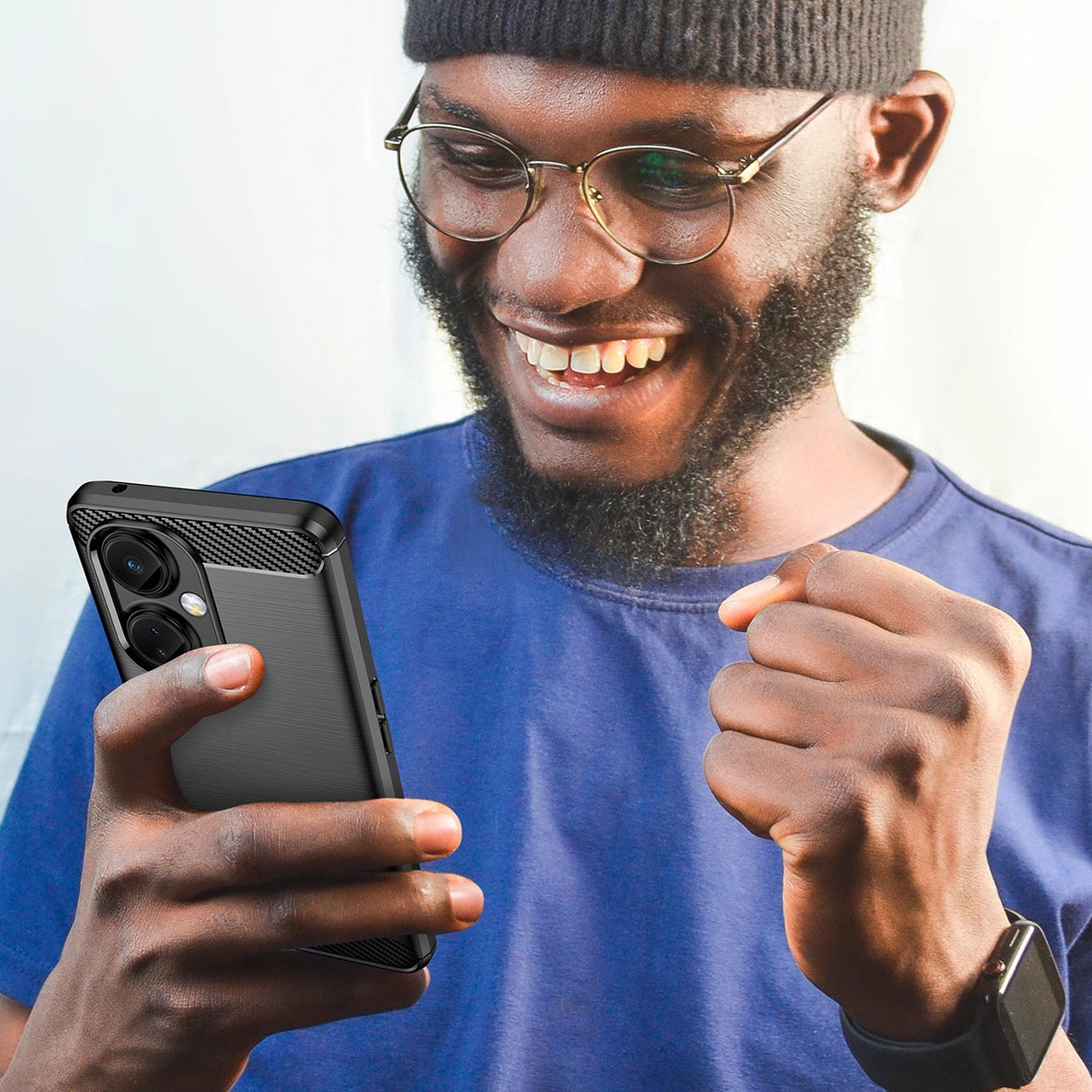 Carbon Case til OnePlus Nord CE 3 fleksibelt silikone carbon cover sort