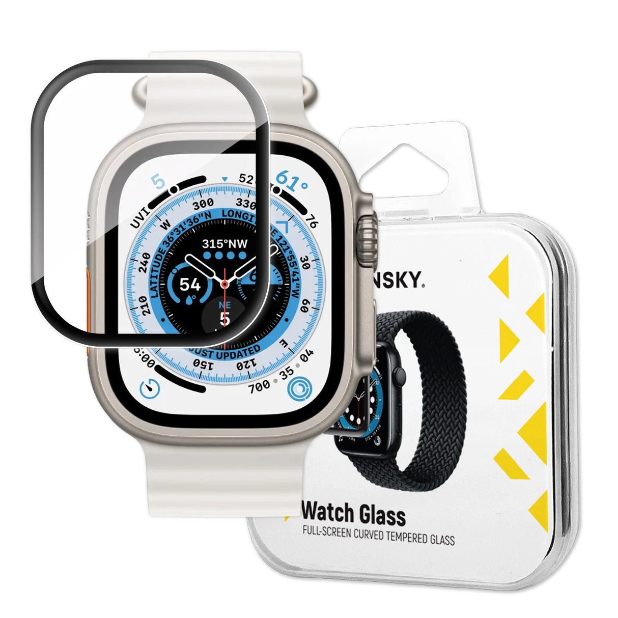 Wozinsky Full Glue Temperet glas temperet glas til Apple Watch 49mm 9H fuld skærm med sort ramme