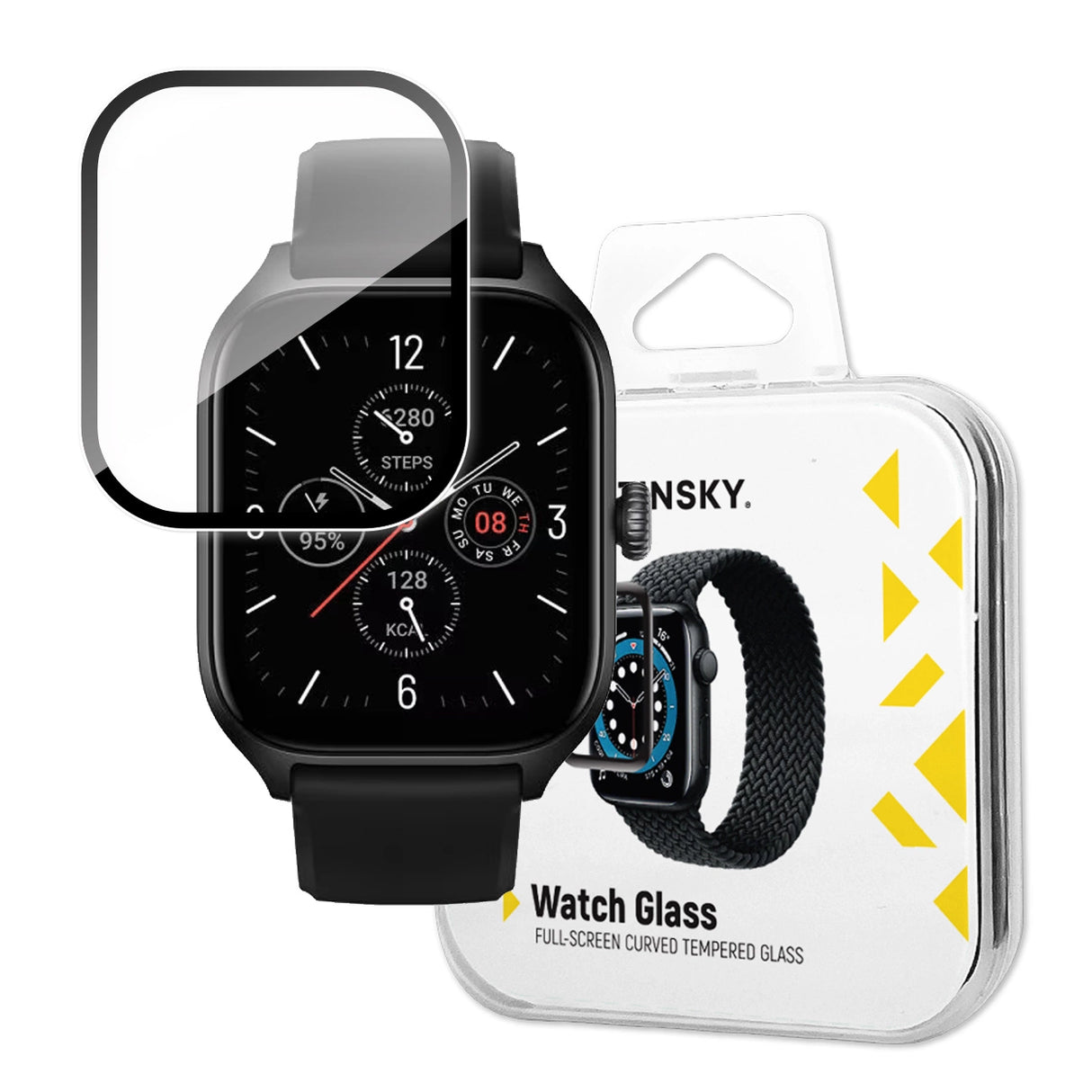 Wozinsky Full Glue Temperet Glas Temperet Glas Til Xiaomi Amazfit GTS 4 9H Full Screen Cover Med Sorte Ramme