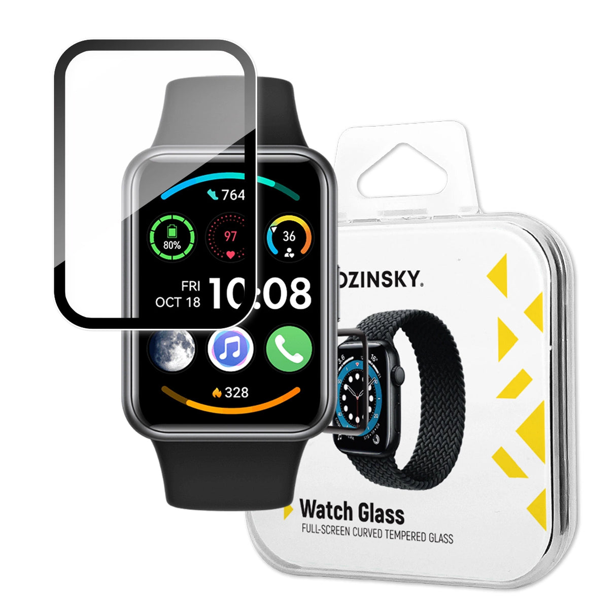 Wozinsky Full Glue tempereret glas tempereret glas til Huawei Watch Fit 2 9H Full Screen Cover med sort ramme