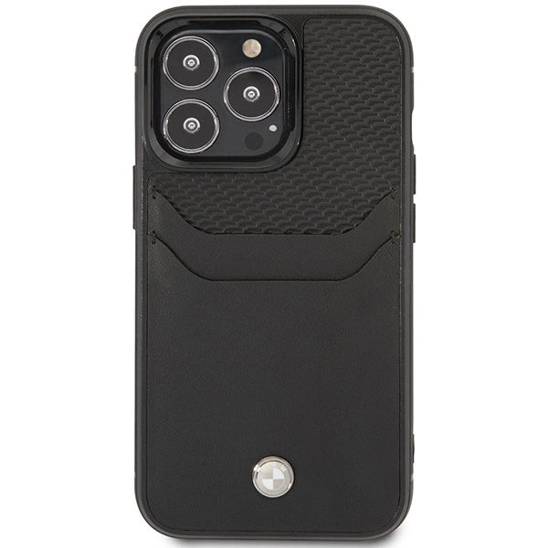 Case BMW BMHCP14L22RSEPK iPhone 14 Pro 6.1" black/black Leather Card Slot