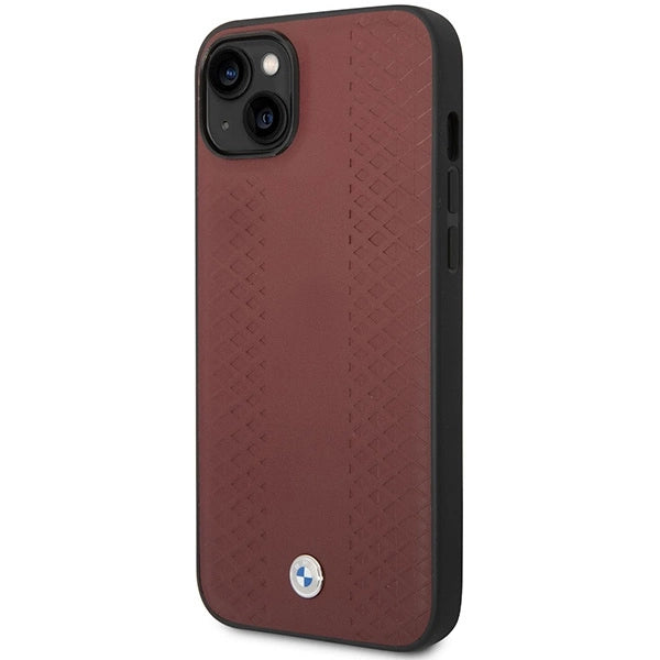 Case BMW BMHCP14S22RFGR iPhone 14 6,1" Burgundy/burgundy læder diamant mønster