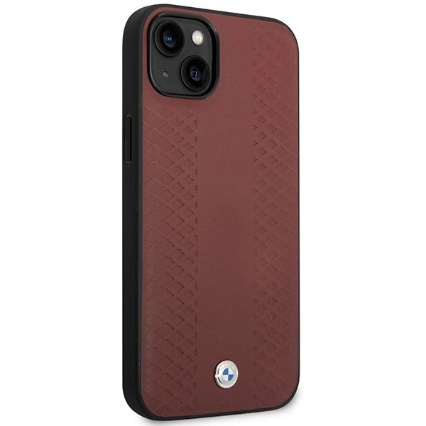 Case BMW BMHCP14S22RFGR iPhone 14 6,1" Burgundy/burgundy læder diamant mønster