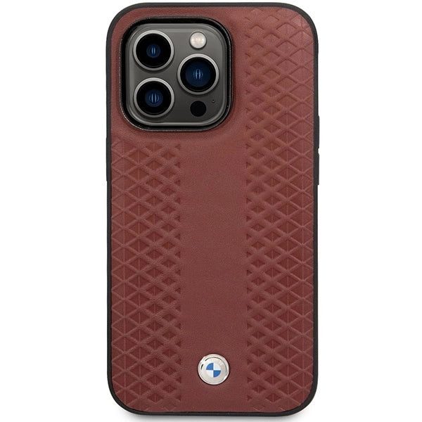 Case BMW BMHCP14X22RFGR iPhone 14 Pro Max 6.7" Burgundy/burgundy læder diamant mønster