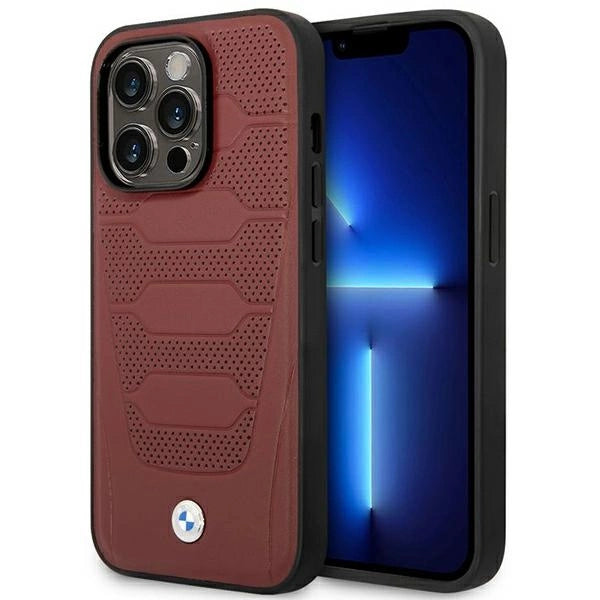 Case BMW BMHMP14L22RPSR iPhone 14 Pro 6.1 Burgundy/burgundy læder sæder mønster MagSafe