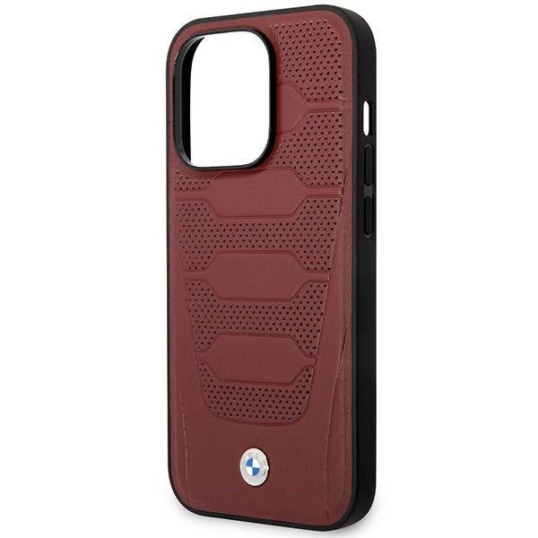 Case BMW BMHMP14L22RPSR iPhone 14 Pro 6.1 Burgundy/burgundy læder sæder mønster MagSafe
