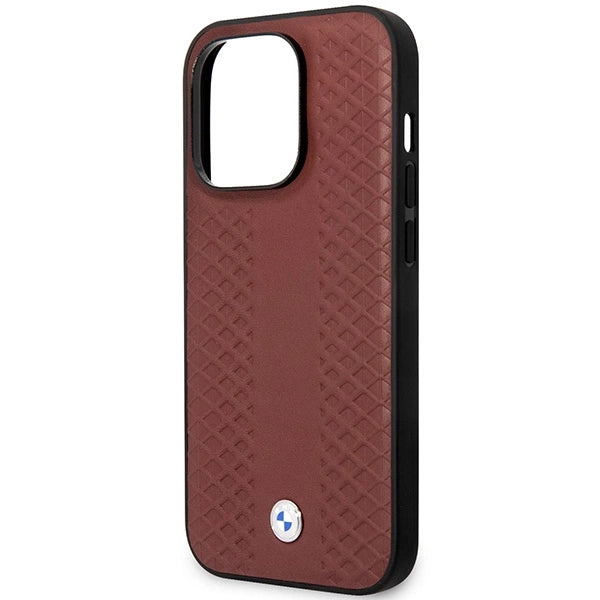 Case BMW BMHMP14X22RFGR iPhone 14 Pro Max 6,7" Burgundy/burgundy læder Diamond mønster MagSafe