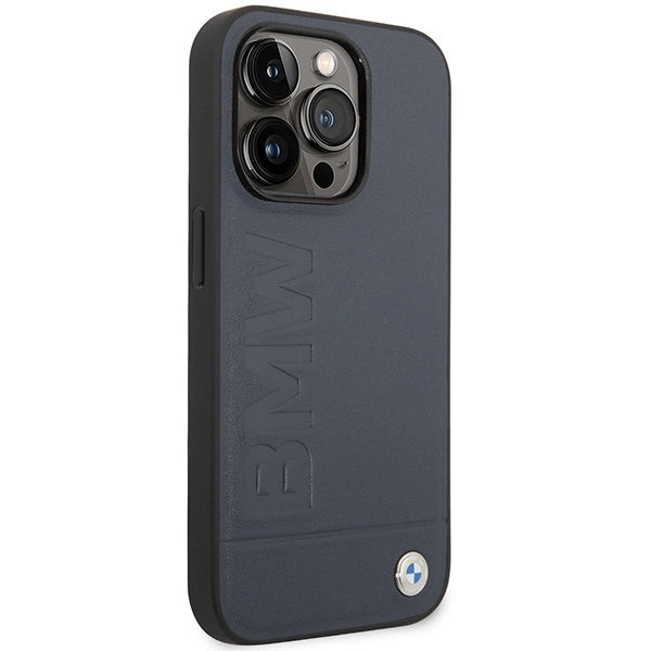 Case BMW BMHMP14XSLLNA iPhone 14 Pro Max 6.7" navy/navy hardcase Leather Hot Stamp MagSafe