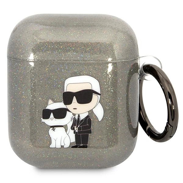Karl Lagerfeld KLA2HNKCTGK Airpods 1/2 cover sort/sort Gliter Karl&Choupette