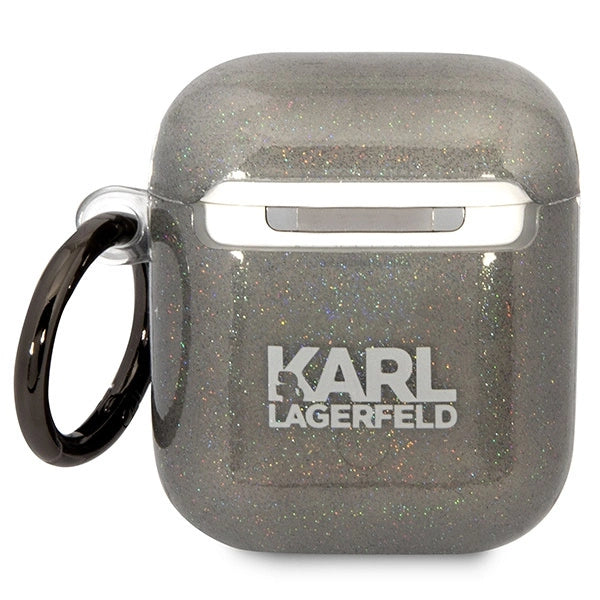 Karl Lagerfeld KLA2HNKCTGK Airpods 1/2 cover sort/sort Gliter Karl&Choupette