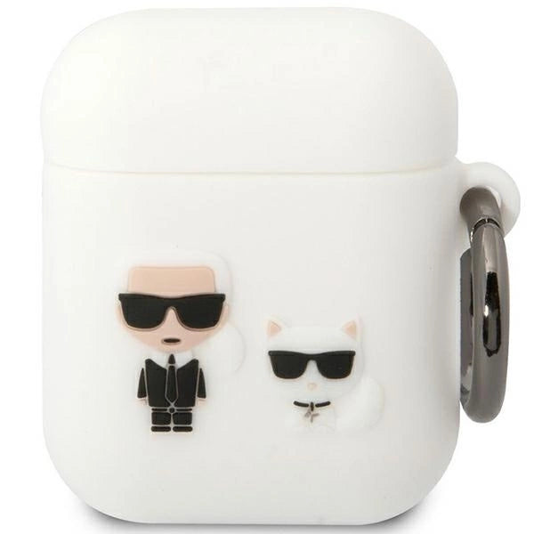 Karl Lagerfeld KLACA2SILKCW AirPods 1/2 cover hvid/hvid Silikon Karl & Choupette