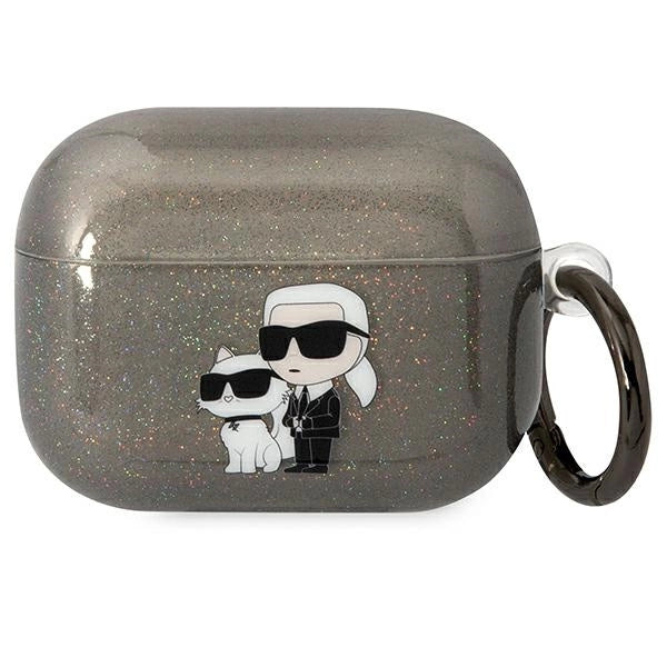 Karl Lagerfeld KLAPHNKCTGK Airpods Pro cover sort/sort Gliter Karl&Choupette