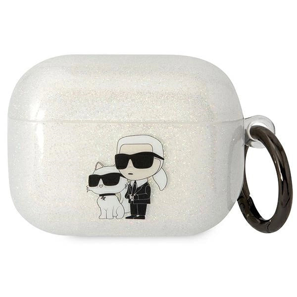 Karl Lagerfeld KLAPHNKCTGT Airpods Pro cover gennemsigtige Gliter Karl&Choupette