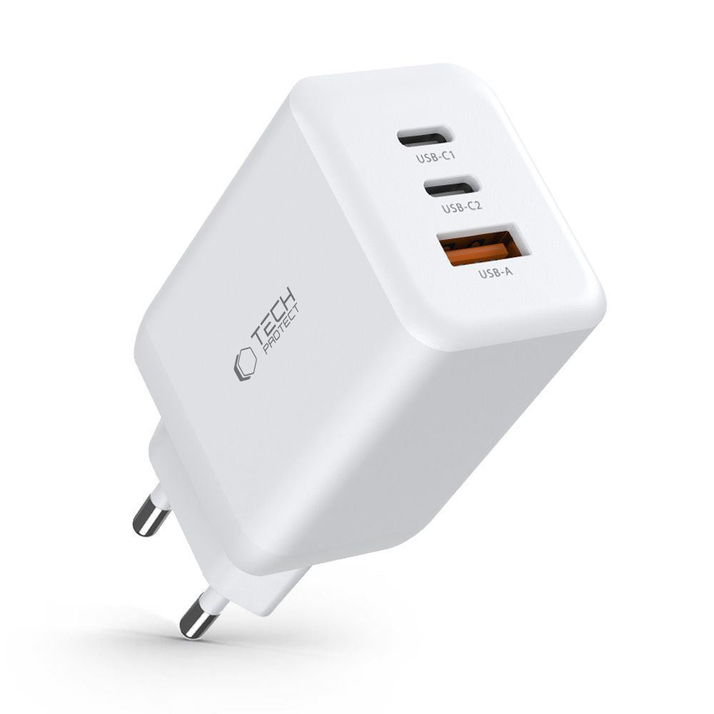 Tech Protect C65 W 3 Port Netværksopladder Pd 65 W / Qc3.0 Hvid