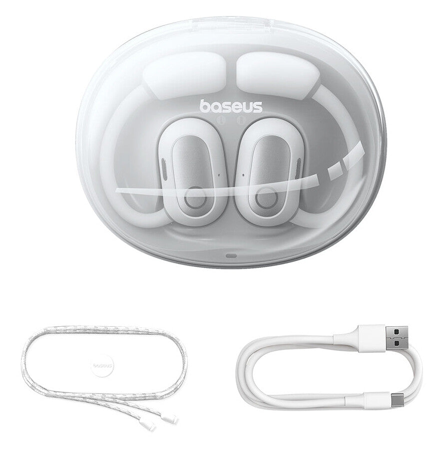 Baseus Eli Sport 1 Headset True Wireless Stereo (TWS) Ørekrog, Open-ear Opkald/musik USB Type-C Bluetooth Hvid