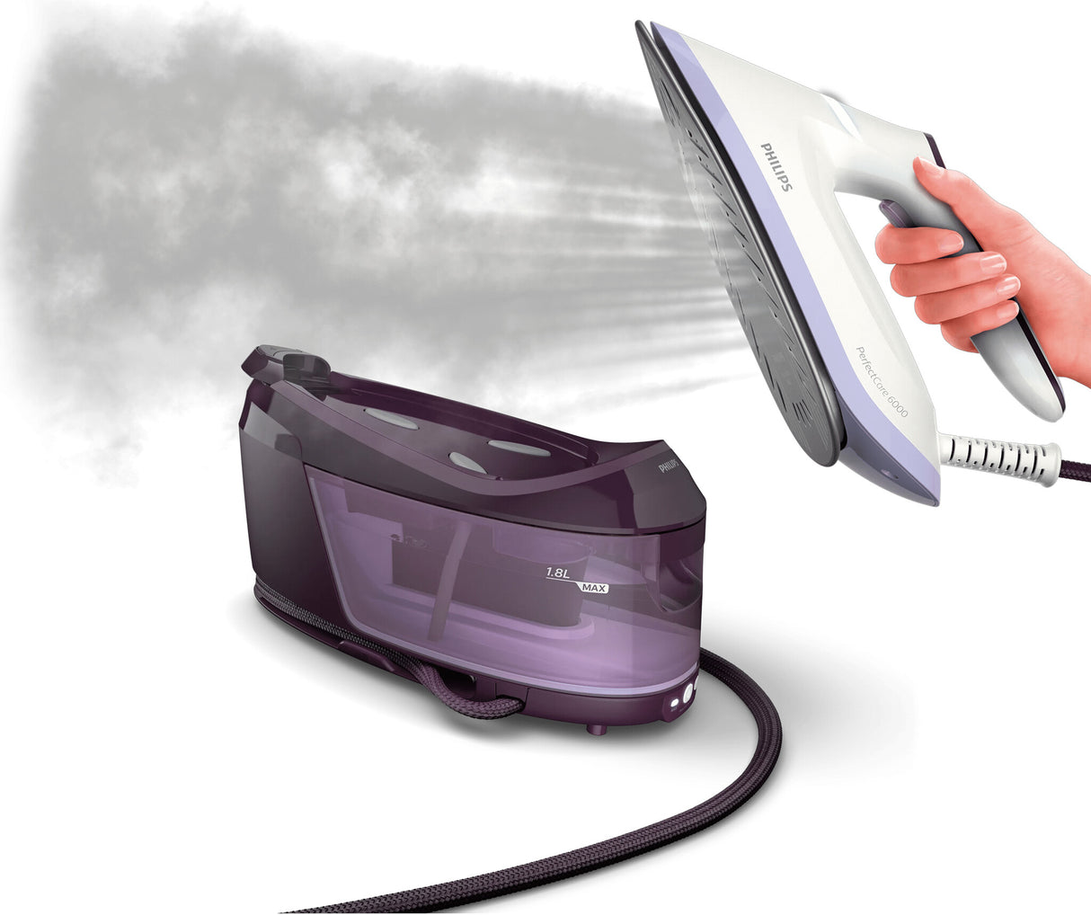 Philips PSG6024/30 Dampstrygning station 2400 W 1,8 L SteamGlide Plus strygesål Lilla