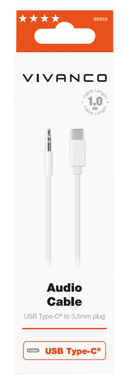 Vivanco ACVVUSBC10W lydkabel 1 m 3.5mm USB Type-C Hvid