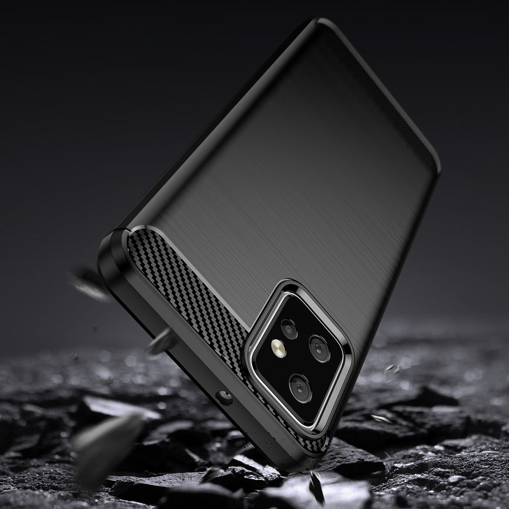 Carbon Case til Motorola Moto G Power 2023 fleksibelt silikone carbon cover sort