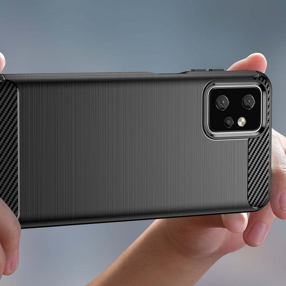 Carbon Case til Motorola Moto G Power 2023 fleksibelt silikone carbon cover sort