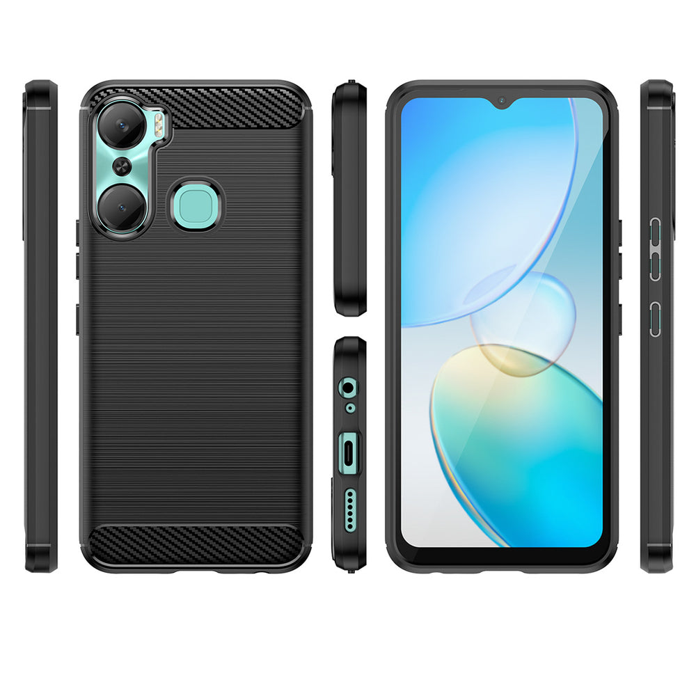Carbon Case til Infinix Hot 12 Pro fleksibelt silikone carbon cover sort
