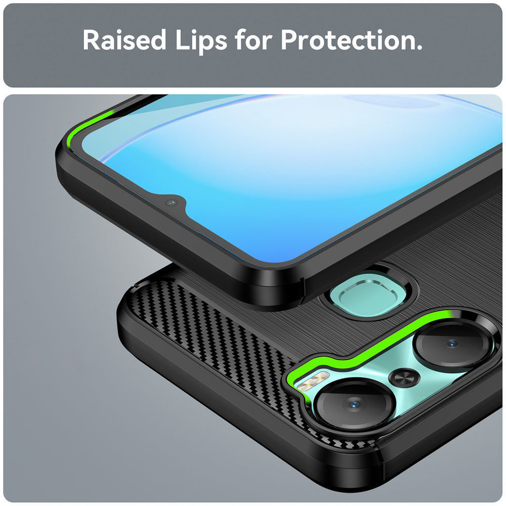 Carbon Case til Infinix Hot 12 Pro fleksibelt silikone carbon cover sort