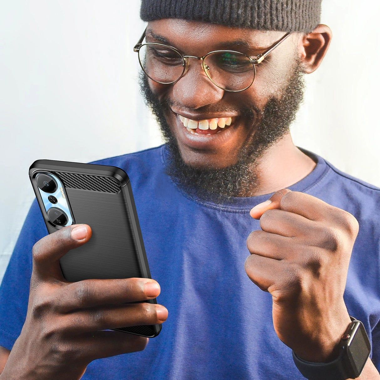 Carbon Case til Infinix Hot 20 fleksibelt silikone carbon cover sort