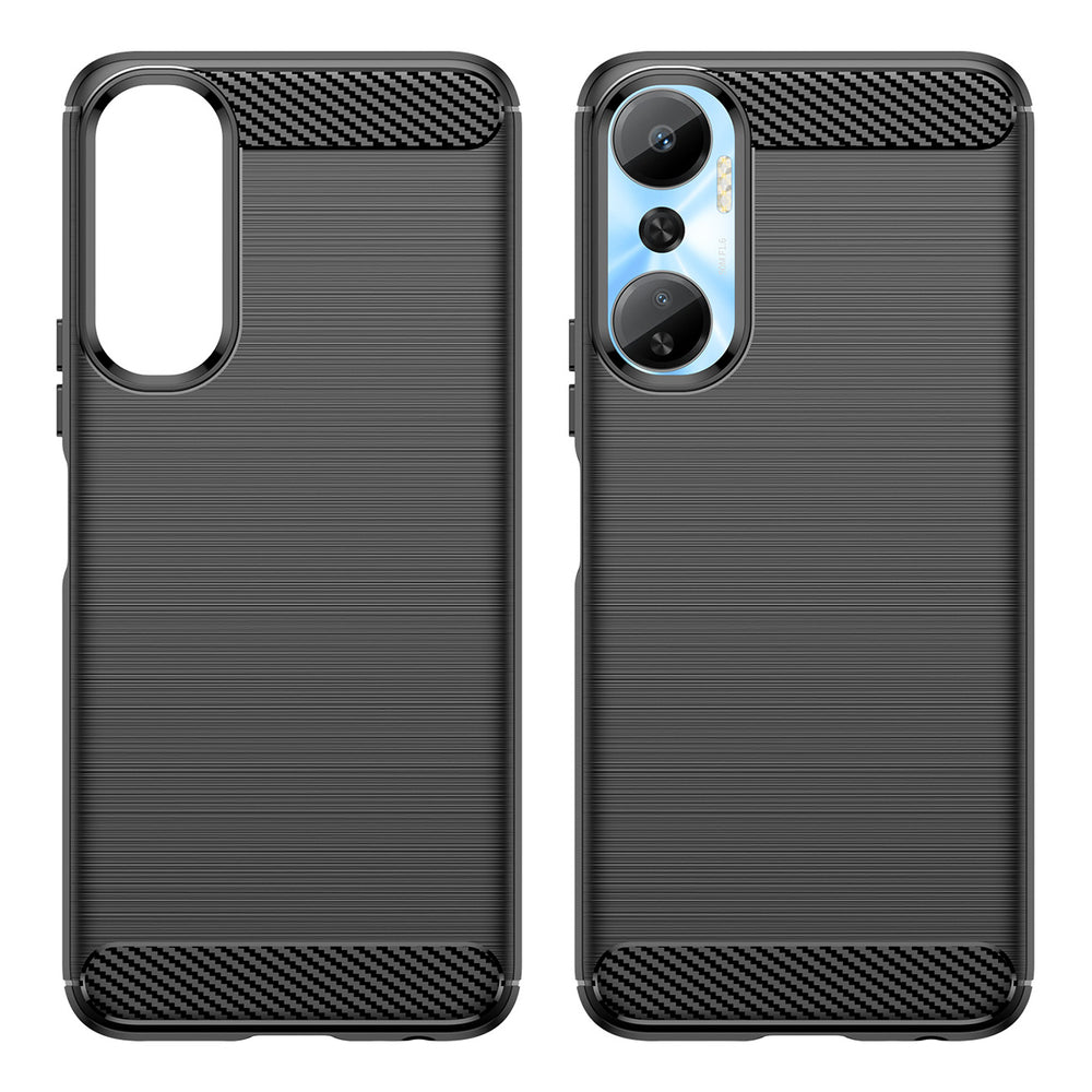Carbon Case for Infinix Hot 20 fleksibelt silikone carbon cover sort
