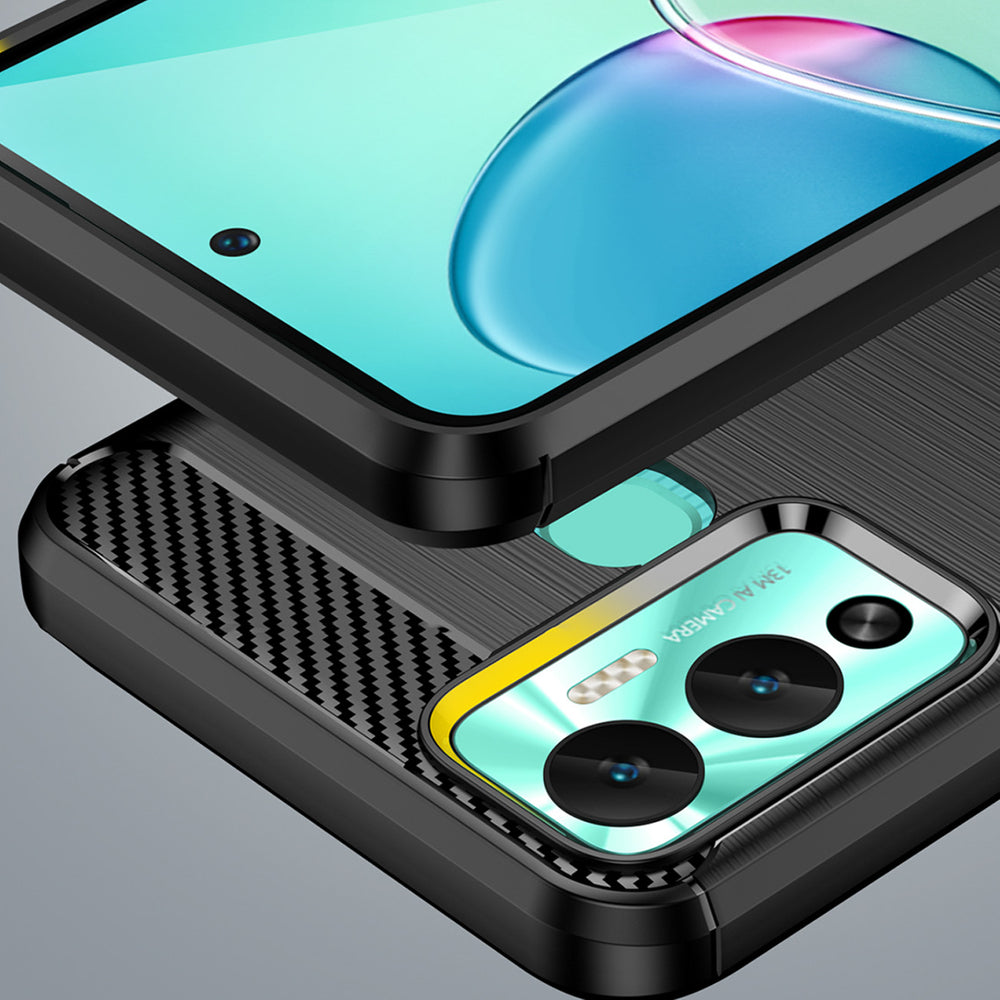 Carbon Case for Infinix Hot 12 Play NFC / Hot 12 Play fleksibelt silikone carbon cover sort