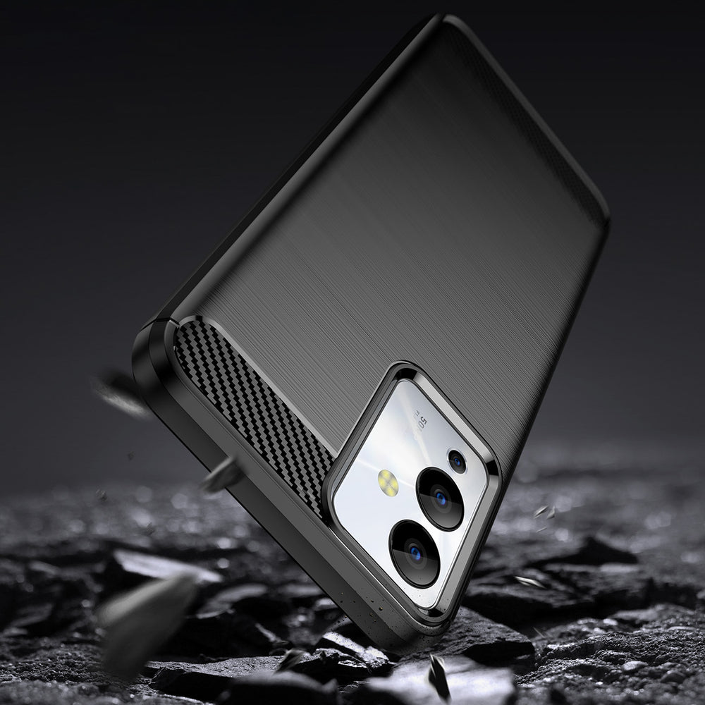 Carbon Case til Infinix Note 12i med fleksibelt silikon carbon cover sort