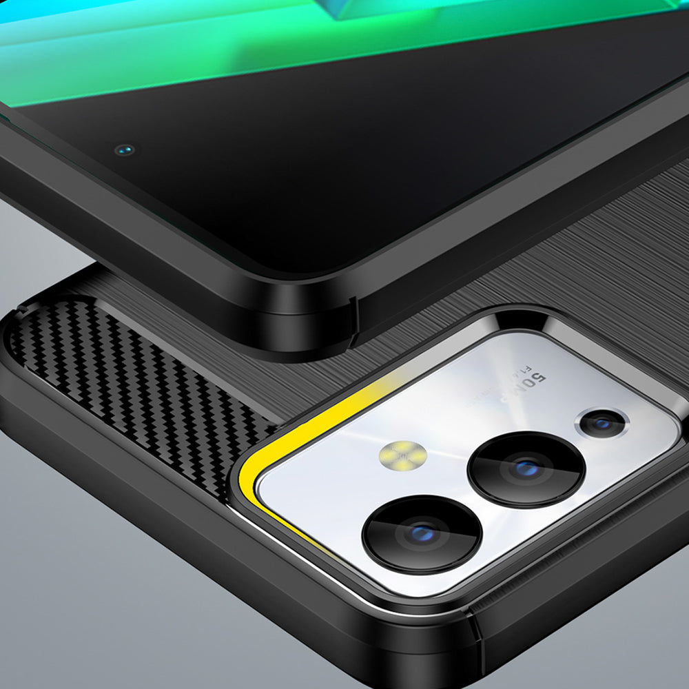 Carbon Case til Infinix Note 12i med fleksibelt silikon carbon cover sort