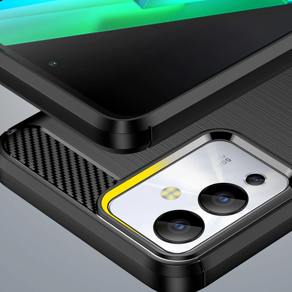 Carbon Case til Infinix Note 12i med fleksibelt silikon carbon cover sort