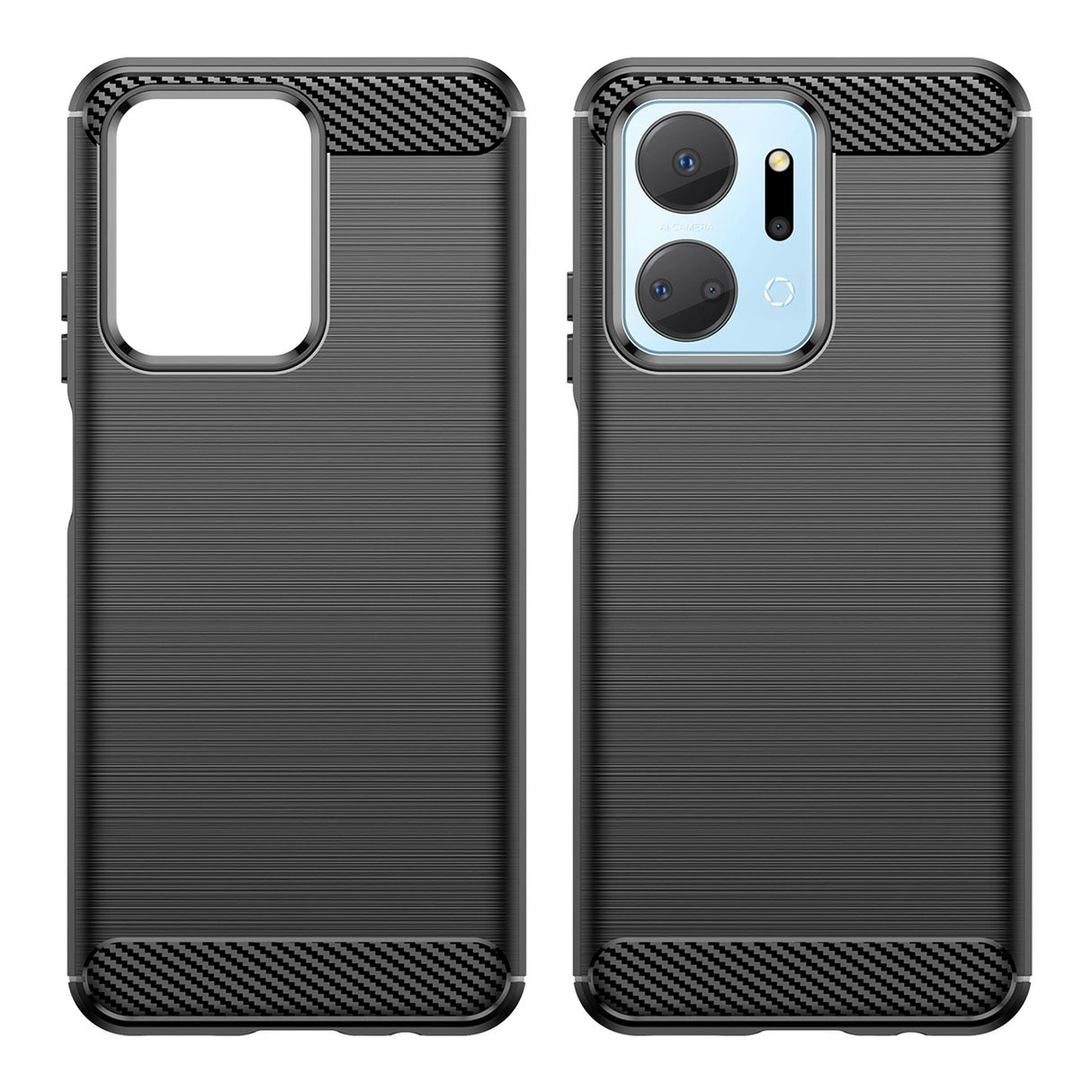 Carbon Case til Honor Play 40 Plus / Honor X7a fleksibelt silikone carbon cover sort