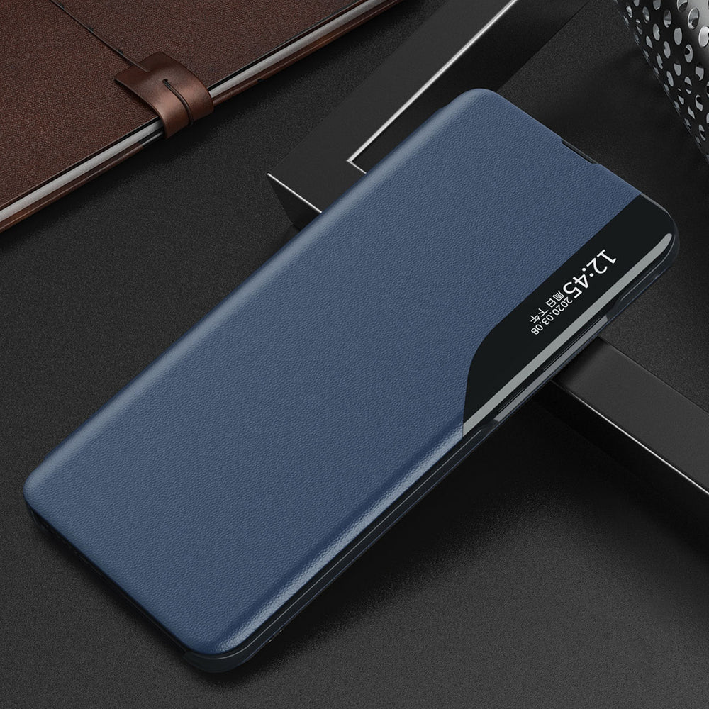 Eco læder View Case cover til Samsung Galaxy A24 4G med flip stand blå