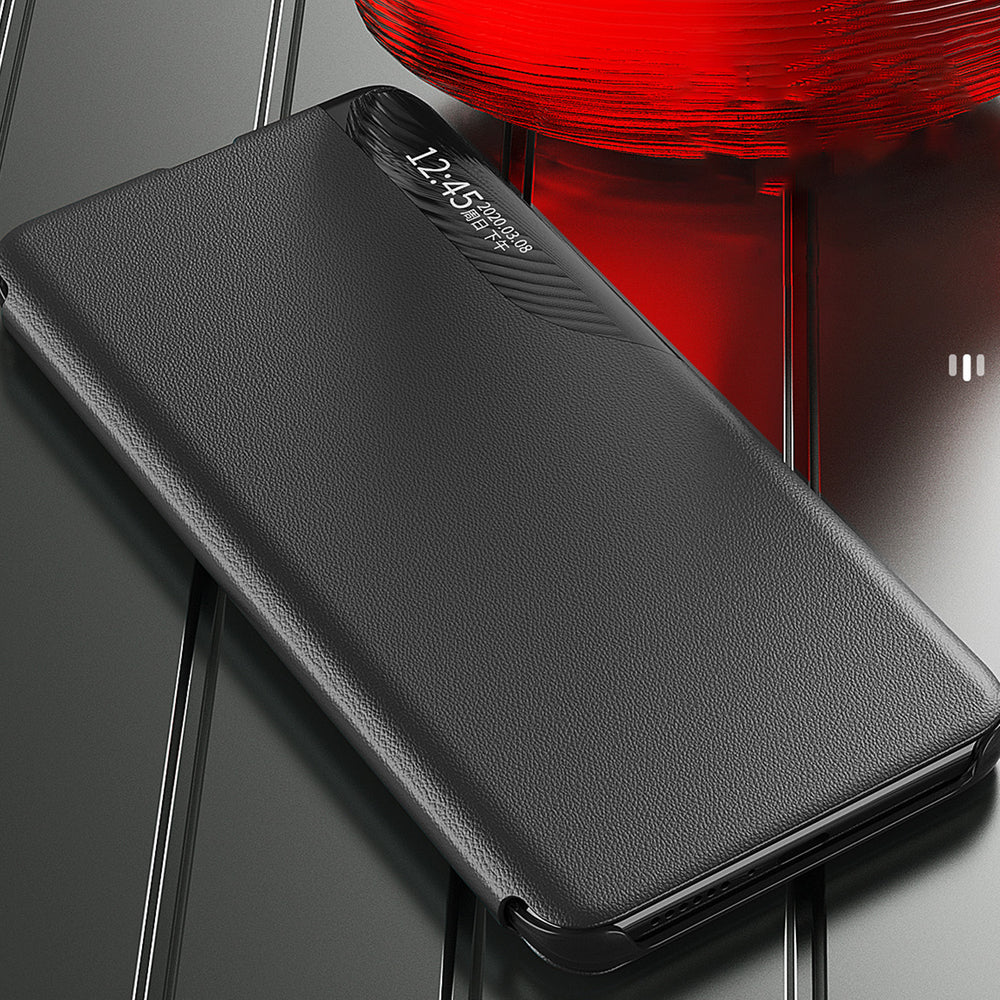 Eco læder View Case cover til Samsung Galaxy A24 4G med flip stand blå