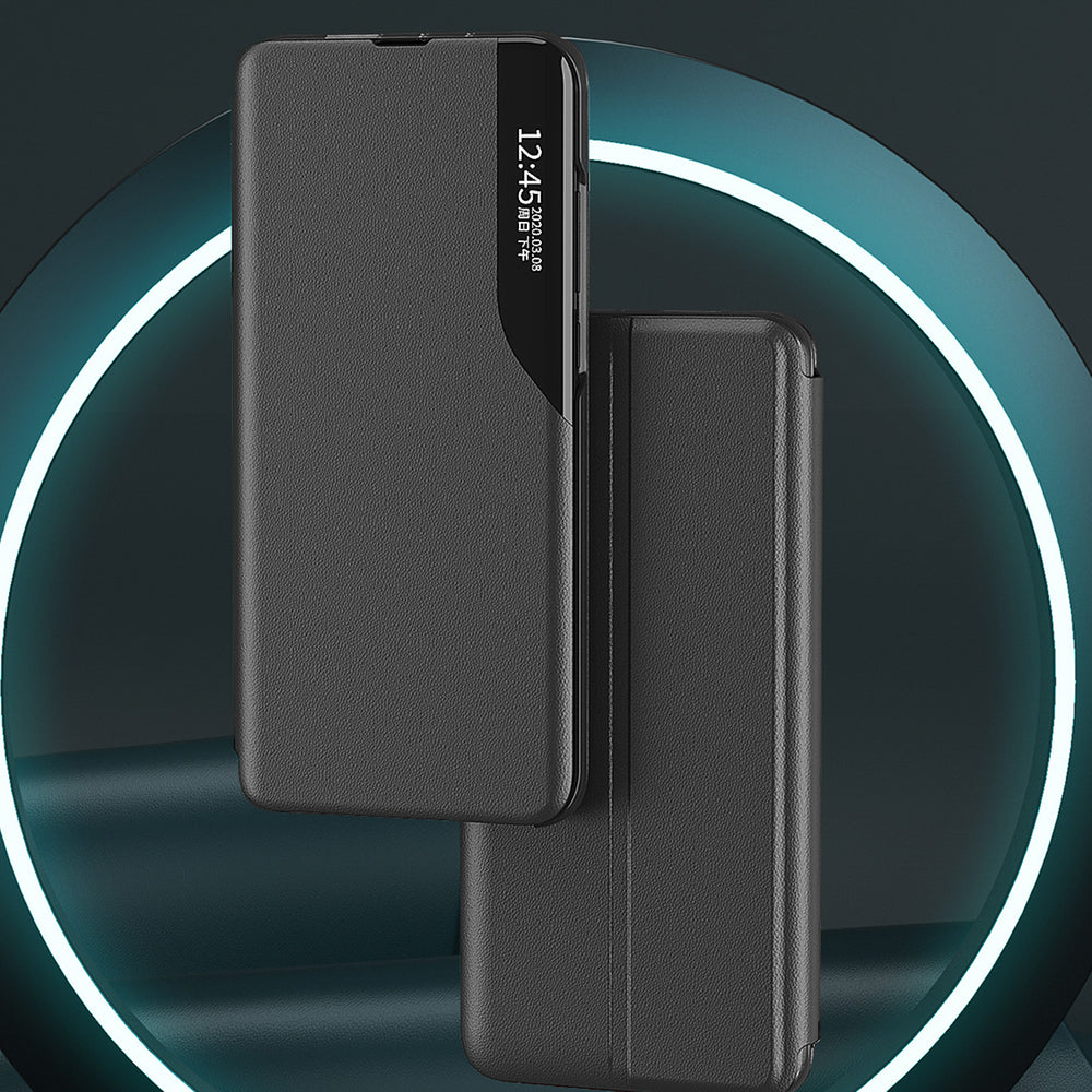 Eco læder View Case cover til Samsung Galaxy A24 4G med flip stand sort