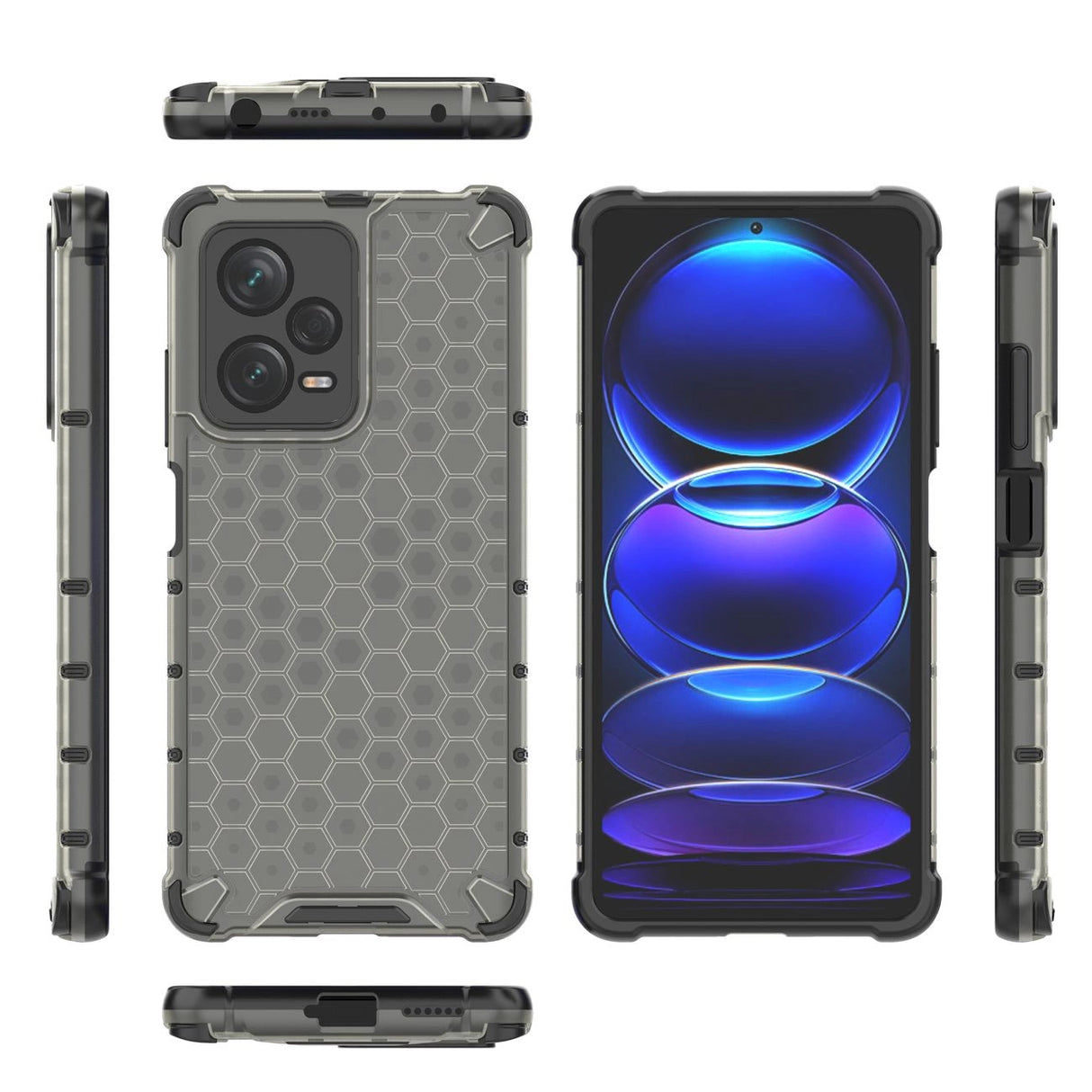 Honeycomb case til Xiaomi Redmi Note 12 Pro+ pansret hybrid cover sort