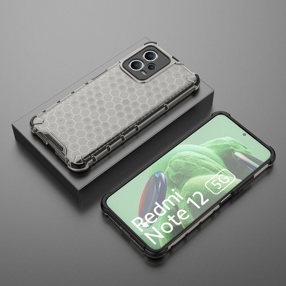 Honeycomb case til Xiaomi Redmi Note 12 5G / Poco X5 5G pansret hybrid cover sort