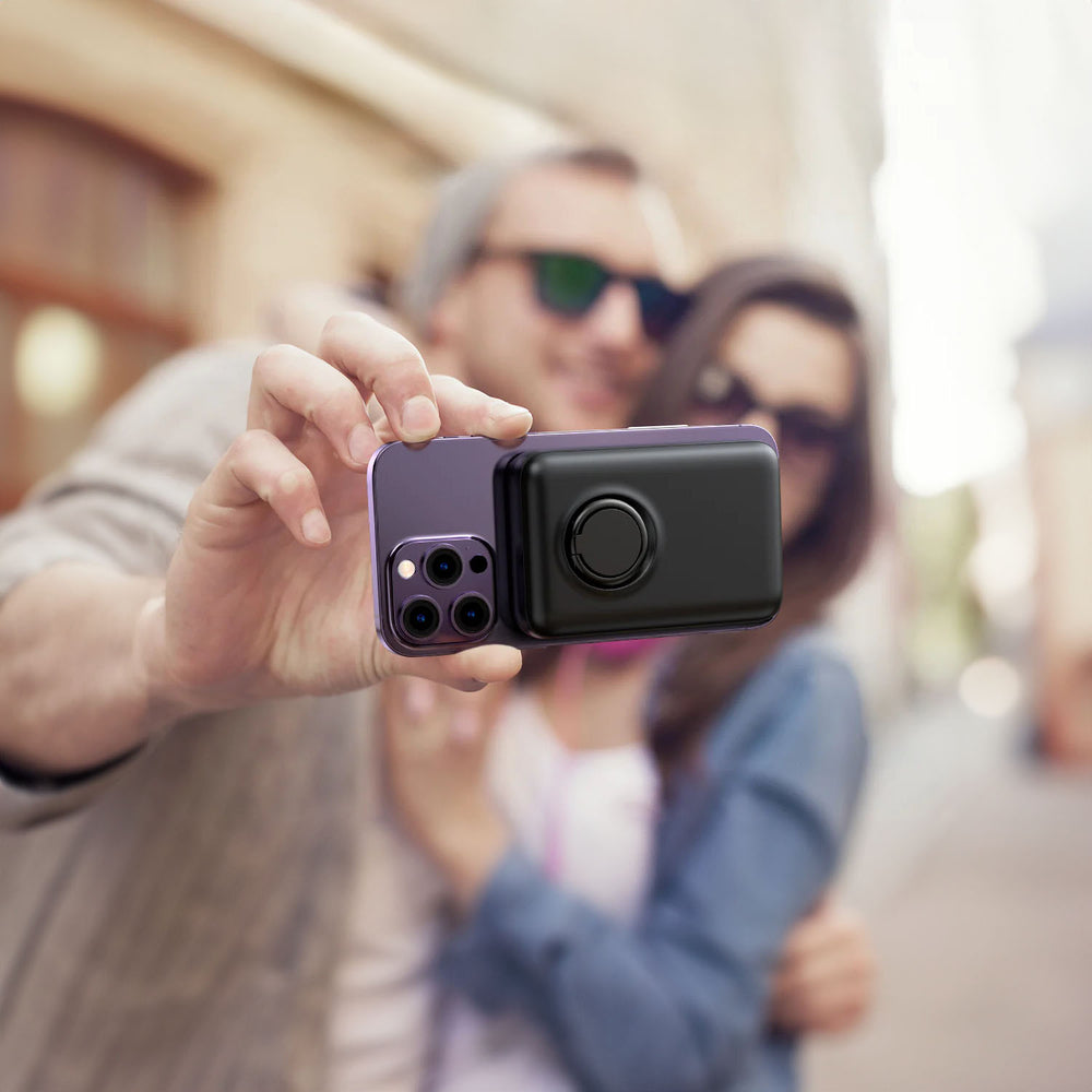 Wireless powerbank 10000mAh Joyroom JR-W050 20W MagSafe with ring and stand - black