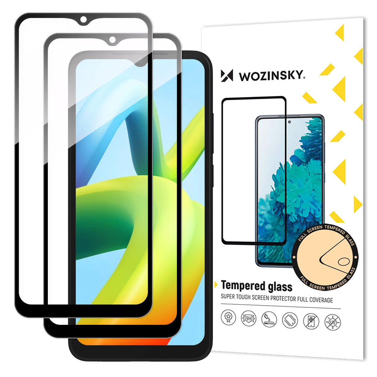 Wozinsky Full Glue Tempered Glass 2x Temperet Glass For Xiaomi Redmi A2 / Redmi A1 9H Full Screen Full Cover med sort ramme