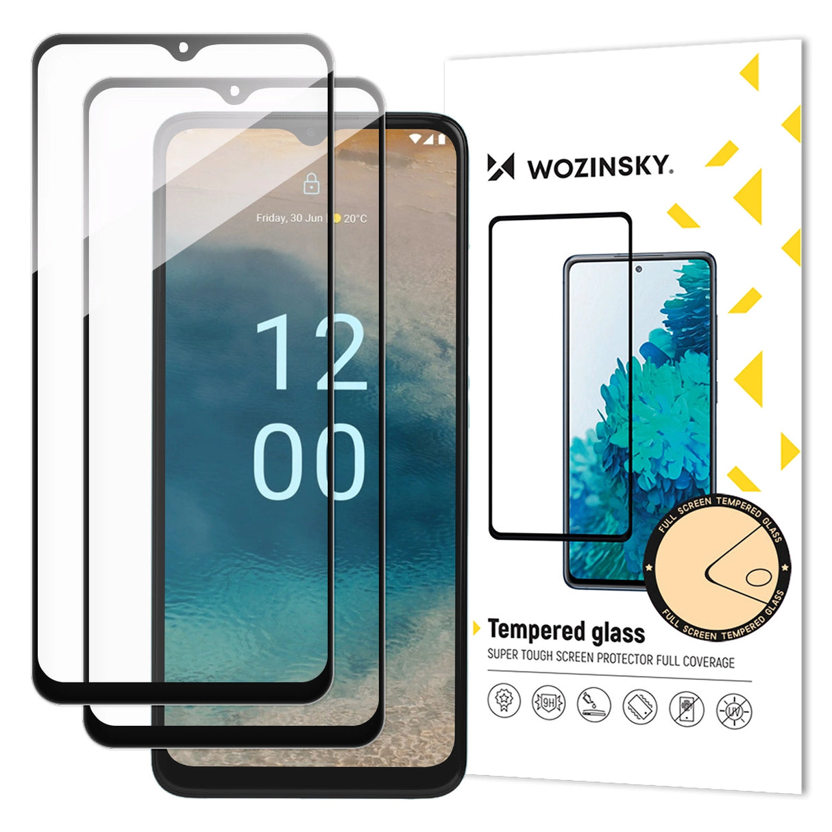 Wozinsky Full Glue Tempered Glass 2x Tempered Glass For Nokia G22 9H Full Screen Full Cover med sort ramme