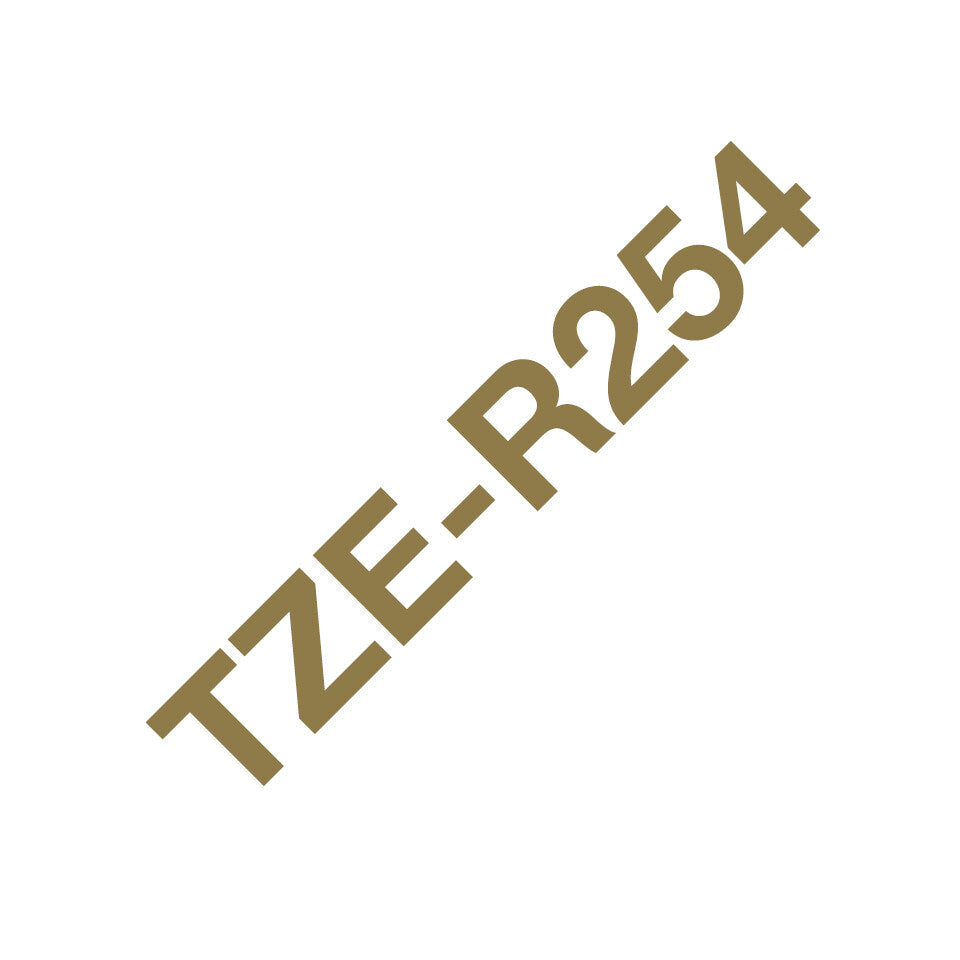 Brother TZE-R254 etiketbånd Guld på hvidt