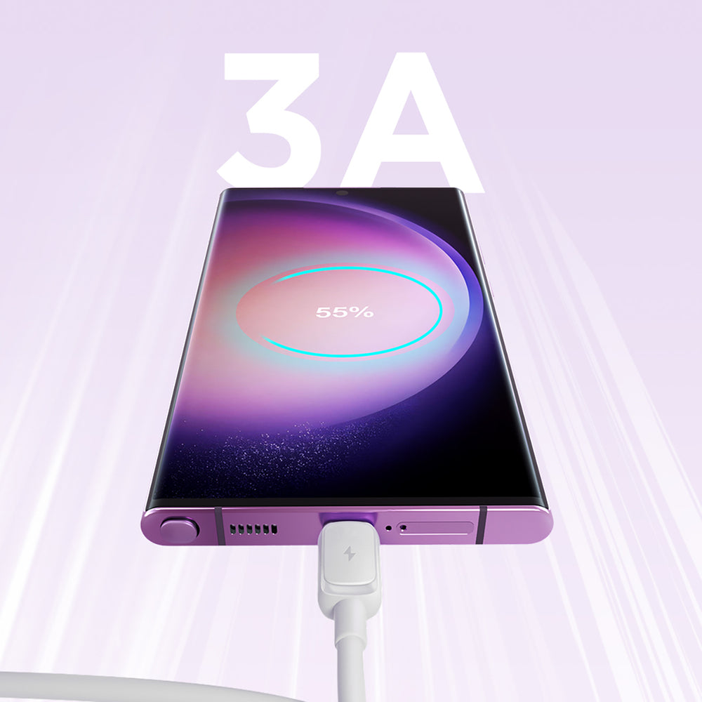 Joyroom Multi-Color Series A14 USB-A / USB-C 3A Kabel 1,2 m - Hvid