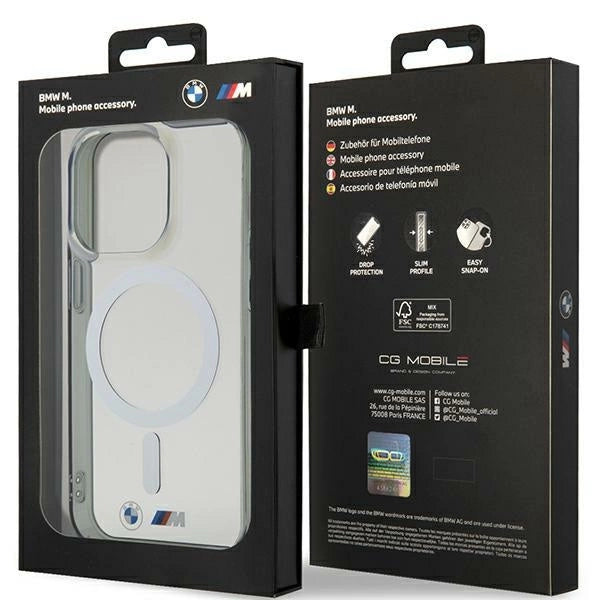 Case BMW BMHMP14XHCRS iPhone 14 Pro Max 6.7" gennemsigtig hardcase Silver Ring MagSafe