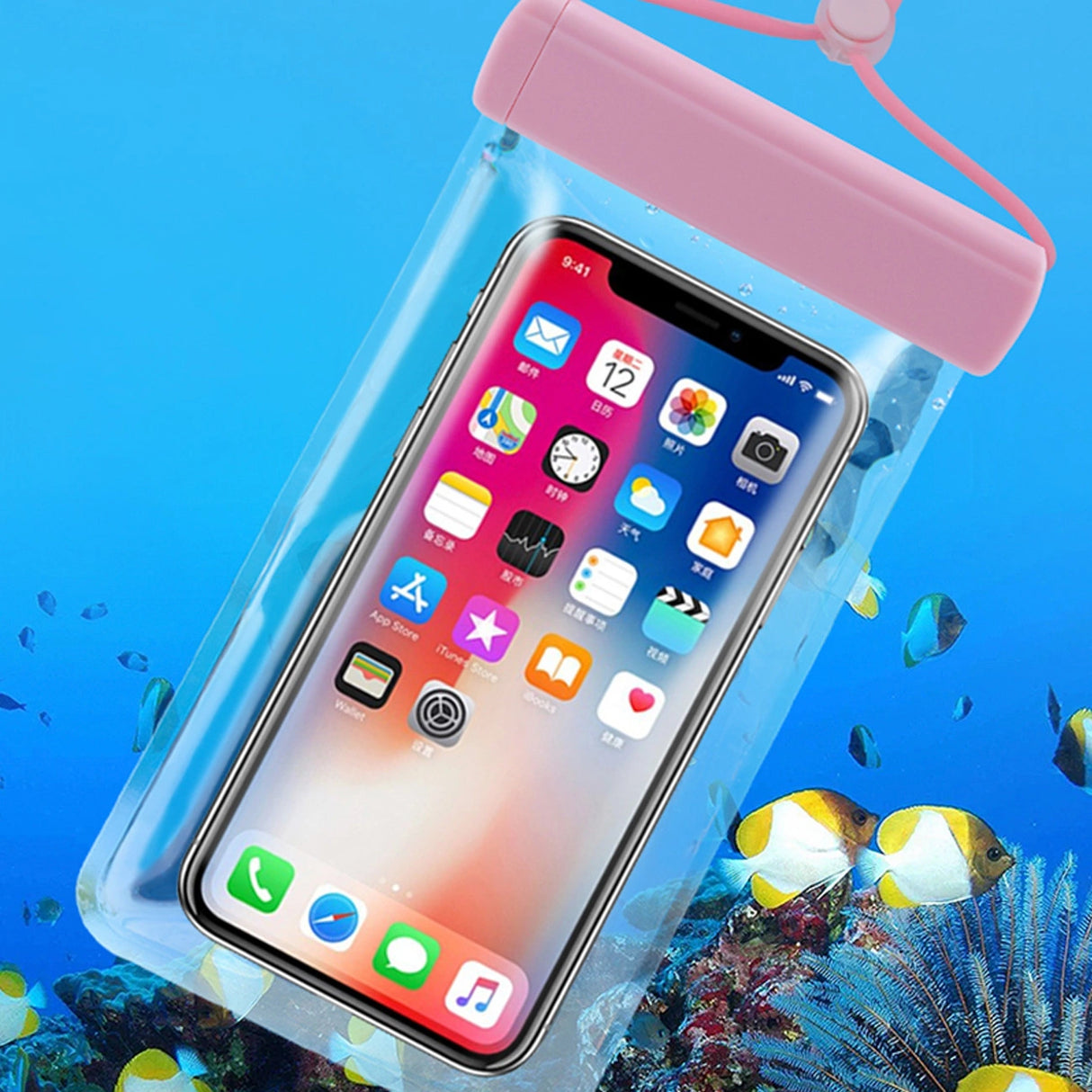 Waterproof case for phones up to 6.7" for the pool, beach, kayak, seaside - black