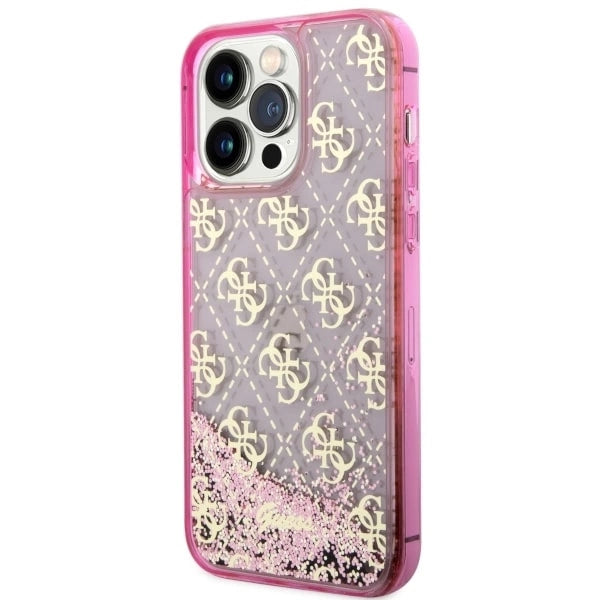 Guess GUHCP14LLC4PSGP iPhone 14 Pro 6.1" pink/pink hardcase Liquid Glitter 4G Transculent