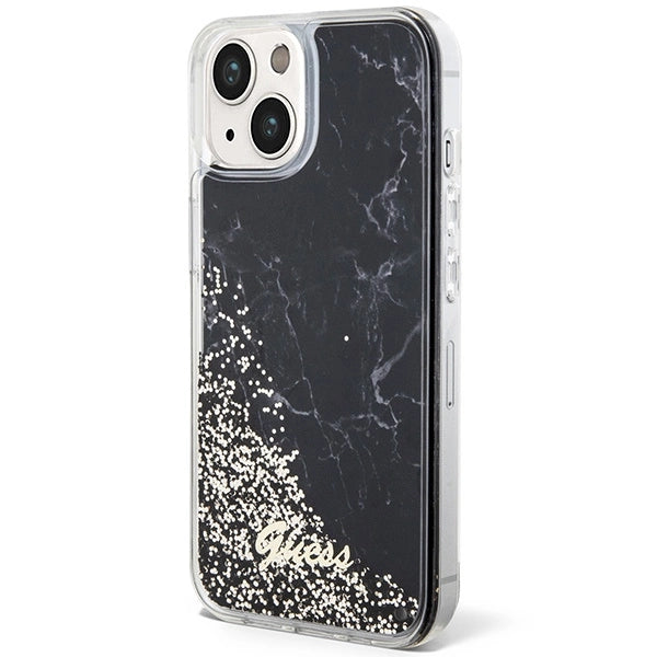 Guess Liquid Glitter Marble case til iPhone 14 - sort