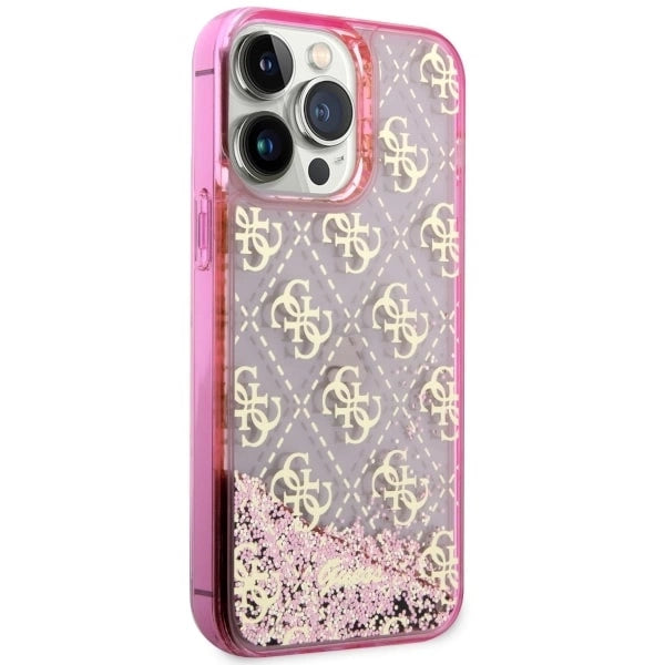 Guess GUHCP14XLC4PSGP iPhone 14 Pro Max 6.7" pink/pink hardcase Liquid Glitter 4G Transculent