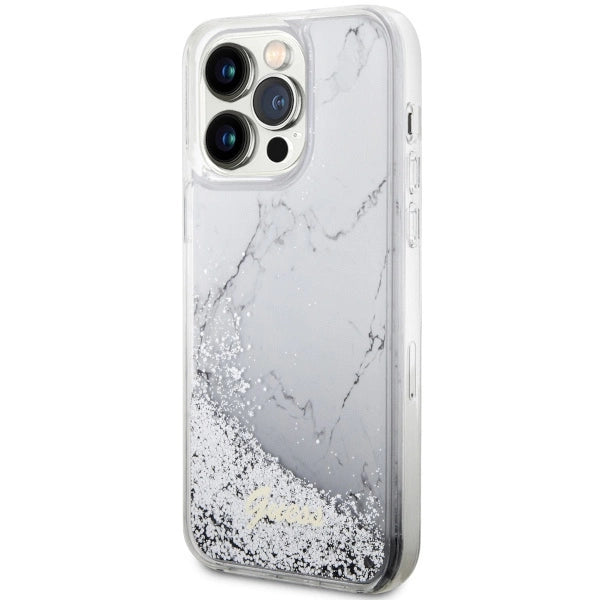 Guess GUHCP14XLCSGSGH iPhone 14 Pro Max 6.7" white/white hardcase Liquid Glitter Marble